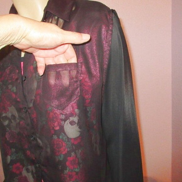 Vtg Y2K Lip Service Blacklist Sheer Mesh Top Size L Baddie Goth Grunge Witchy - Picture 3 of 12